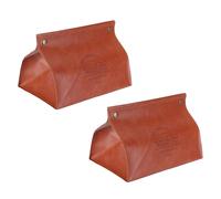 Housse de Boîte à Mouchoirs, Support de Boîte à Mouchoirs en Cuir PU Rectangulaire Couvre Organisateur Décoratif pour Voiture de Salle de Bain de Table (Orange*2)