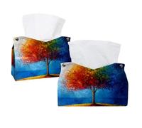 Housse de boîte à mouchoirs, support rectangulaire pour salle de bain, comptoirs, table de nuit et bureaux - Peinture à l'huile d'arbre coloré