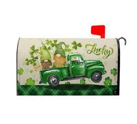 Housse de boîte aux lettres décorative avec motif de trèfles et nains de buffle vert et imperméable pour boîte aux lettres - 53,3 x 45,7 cm - Pour maison, jardin, cour