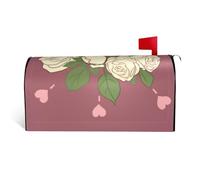 Housse de boîte aux lettres magnétique avec imprimé rose d'amour blanche - Housse de boîte aux lettres réfléchissante personnalisée 53,3 x 45,7 cm pour décoration de jardin extérieure