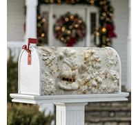 Housse de boîte aux lettres magnétique avec motif Père Noël, décoration de sapin de Noël pour décoration de porche, 53,3 x 64,9 cm, blanc