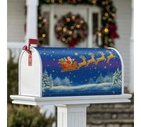 Housse de boîte aux lettres magnétique avec motif Père Noël, traîneau de renne festif, bleu, pour décoration de porche, 53,3 x 64,9 cm