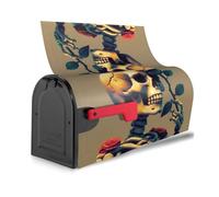 Housse de boîte aux lettres magnétique avec motif tête de mort et rose rouge, étanche, installation facile