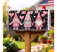 Housse de boîte aux lettres magnétique avec motifs de nains de Saint Valentin, cœurs fantaisie, ballons, pour décoration de cour, 45,7 x 53,3 cm