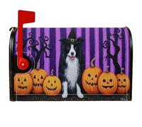 Housse de boîte aux lettres magnétique citrouille, chapeau de sorcière fantaisie et ludique, pour Halloween, décoration de jardin, 45,7 x 53,3 cm, violet