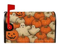 Housse de boîte aux lettres magnétique citrouille, fantôme fantaisiste et ludique, Jack-O'-Lantern pour décoration extérieure de cour, orange, 53,3 x 64,9 cm