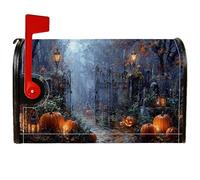 Housse de boîte aux lettres magnétique citrouille, lanterne rustique effrayante pour Halloween, boîte aux lettres pour extérieur, décoration de jardin, cour, 53,3 x 64,5 cm, orange