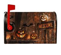 Housse de boîte aux lettres magnétique citrouille, panneau effrayant chauve-souris d'Halloween, couverture saisonnière pour décoration extérieure de cour, 53,3 x 64,9 cm