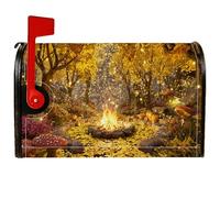 Housse de boîte aux lettres magnétique contre le feu, citrouilles rustiques, champignons, automne, jaune doré, pour décoration de pelouse, 53,3 x 64,5 cm