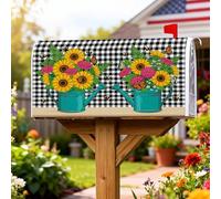 Housse de boîte aux lettres magnétique de tournesol rustique, arrosoir, abeille, printemps jaune, pour décoration de maison et de jardin, 53,3 x 64,9 cm