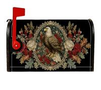 Housse de boîte aux lettres magnétique Eagle - Style vintage rustique - Fleurs et feuilles - Rouge automne - Pour décoration de porche - 45,7 x 53,3 cm