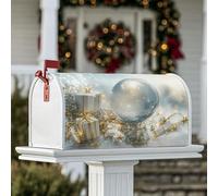 Housse de boîte aux lettres magnétique en forme de boule à neige pour décoration de cour avant de Noël, cadeaux festifs, étoiles dorées, Noël argenté, 53,3 x 64,9 cm