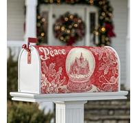 Housse de boîte aux lettres magnétique en forme de boule à neige pour décoration de porche, maison de houx de Noël, 53,3 x 64,9 cm, rouge