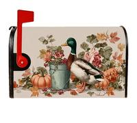 Housse de boîte aux lettres magnétique en forme de canard - Fleurs de citrouille rustiques d'automne - Pour décoration de jardin et terrasse - 53,3 x 64,9 cm