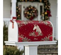 Housse de boîte aux lettres magnétique en forme de cheval magique - Poinsettia fantaisie à feuilles persistantes - Pour décoration de cour avant - 53,3 x 64,9 cm