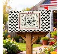Housse de boîte aux lettres magnétique en forme de chien, cœurs fantaisistes et ludiques sans pattes pour décoration de jardin, cour, 53,3 x 64,9 cm