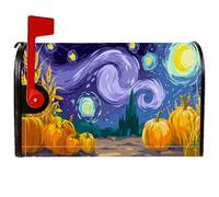 Housse de boîte aux lettres magnétique en forme de citrouille, étoiles de blé fantaisie, pour décoration de jardin, terrasse, 45,7 x 53,3 cm, orange
