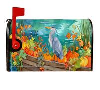 Housse de boîte aux lettres magnétique en forme de citrouille, feuilles de héron d'automne rustique pour décoration de jardin, terrasse, 53,3 x 64,9 cm