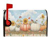 Housse de boîte aux lettres magnétique en forme de citrouille, feuilles de tournesol d'automne rustique, pour décoration de maison et de jardin, 45,7 x 53,3 cm