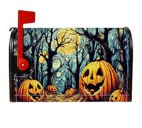 Housse de boîte aux lettres magnétique en forme de citrouille, Halloween, lune, arbre, orange, protection pour boîte aux lettres pour décoration de maison et de jardin, 45,7 x 53,3 cm