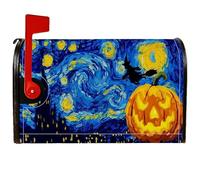 Housse de boîte aux lettres magnétique en forme de citrouille, Halloween, sorcière, étoiles, orange, pour décoration extérieure de cour, 53,3 x 64,9 cm