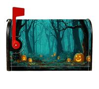 Housse de boîte aux lettres magnétique en forme de citrouille, motif arbre effrayant, lune d'Halloween, pour décoration de porche, 45,7 x 53,3 cm