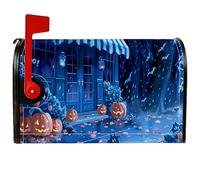 Housse de boîte aux lettres magnétique en forme de citrouille, motif chauve-souris effrayante pour Halloween, décoration de jardin, cour, 53,3 x 64,9 cm