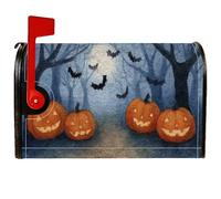 Housse de boîte aux lettres magnétique en forme de citrouille, motif chauve-souris, pour Halloween, décoration extérieure, jardin, cour, 53,3 x 64,9 cm