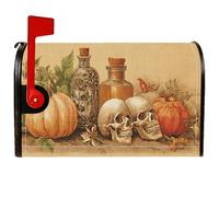 Housse de boîte aux lettres magnétique en forme de citrouille, motif tête de mort pour Halloween, décoration de jardin, terrasse, 53,3 x 64,9 cm, orange