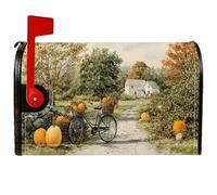 Housse de boîte aux lettres magnétique en forme de citrouille, style rustique pour décoration de jardin, terrasse, 53,3 x 64,9 cm, orange