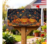 Housse de boîte aux lettres magnétique en forme de citrouilles, chapeau de sorcière rustique festif et feuille pour Halloween, décoration de jardin, cour, 45,7 x 53,3 cm