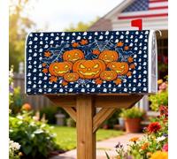 Housse de boîte aux lettres magnétique en forme de citrouilles, motif feuille fantôme rustique pour Halloween, décoration de pelouse, 45,7 x 53,3 cm