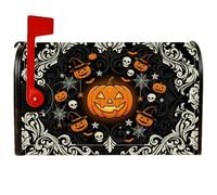 Housse de boîte aux lettres magnétique en forme de citrouilles, motif tête de mort, araignée, Halloween, orange, 45,7 x 53,3 cm