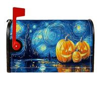 Housse de boîte aux lettres magnétique en forme de citrouilles pour Halloween - Motif étoiles fantaisistes - Tourbillons d'Halloween - Orange - Décoration extérieure - 53,3 x 64,9 cm