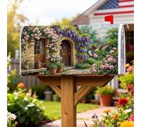 Housse de boîte aux lettres magnétique en forme de colibri - Motif floral vintage rustique - Pour décoration de jardin et terrasse - 45,7 x 53,3 cm