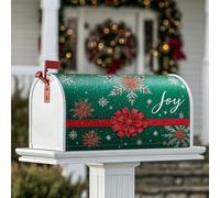 Housse de boîte aux lettres magnétique en forme de flocon de neige pour décoration de jardin et terrasse, 53,3 x 64,9 cm, rouge