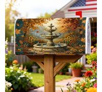 Housse de boîte aux lettres magnétique en forme de fontaine, rustique et charmante, feuilles de tournesol, jaune automne, pour décoration de jardin, cour, 45,7 x 53,3 cm