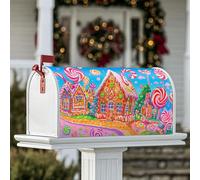 Housse de boîte aux lettres magnétique en forme de maison en pain d'épices pour décoration de Noël, sucettes festives, bonbons de Noël, 45,7 x 53,3 cm, bleu