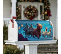 Housse de boîte aux lettres magnétique en forme de vache des Highlands, renne, poules de Noël, décoration pour extérieur, cour, 53,3 x 64,9 cm