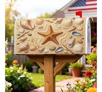 Housse de boîte aux lettres magnétique en forme d'étoile de mer, coquillages nautiques, galets d'été beige sable pour décoration de cour avant, 45,7 x 53,3 cm