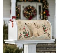 Housse de boîte aux lettres magnétique en forme d'ours polaire, rustique, vintage, pour décoration de jardin, cour, 45,7 x 53,3 cm