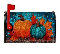 Housse de boîte aux lettres magnétique en mosaïque de feuilles d'automne pour décoration de jardin, terrasse, 45,7 x 53,3 cm, citrouille