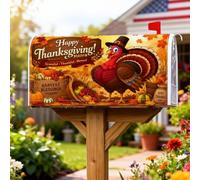 Housse de boîte aux lettres magnétique en Turquie, citrouilles rustiques, feuilles d'automne, Thanksgiving, décoration de boîte aux lettres pour jardin, terrasse, 45,7 x 53,3 cm, orange