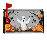 Housse de boîte aux lettres magnétique fantôme, Halloween effrayante citrouille, chauve-souris, Halloween, couverture décorative pour porte d'entrée, 45,7 x 53,3 cm