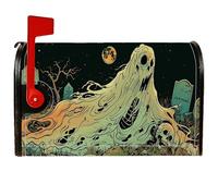 Housse de boîte aux lettres magnétique fantôme, Halloween effrayante lune tombe, couverture décorative noire pour décoration de porche avant, 45,7 x 53,3 cm