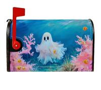 Housse de boîte aux lettres magnétique fantôme pour Halloween - Motif poisson corail fantaisie - Bleu - Pour décoration de jardin ou extérieur - 53,3 x 64,9 cm