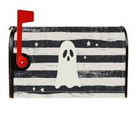 Housse de boîte aux lettres magnétique fantôme pour Halloween, rayures ludiques, étoiles, Halloween, décoration de jardin, cour, 53,3 x 64,5 cm