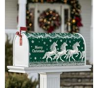 Housse de boîte aux lettres magnétique motif cheval magique, flocon de neige, houx, Noël, vert saisonnier, 45,7 x 53,3 cm