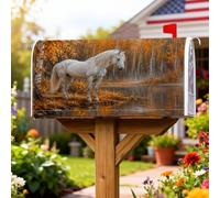 Housse de boîte aux lettres magnétique motif cheval, rustique et élégant, motif arbres d'eau, pour décorations extérieures, 45,7 x 53,3 cm