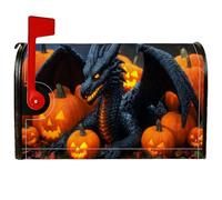 Housse de boîte aux lettres magnétique motif dragon, citrouille, sorcière, Halloween, protection pour boîte aux lettres pour décoration extérieure de cour, 53,3 x 64,9 cm